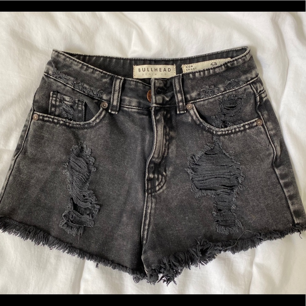 PacSun Bullhead High Rise Black Denim Mom Shorts